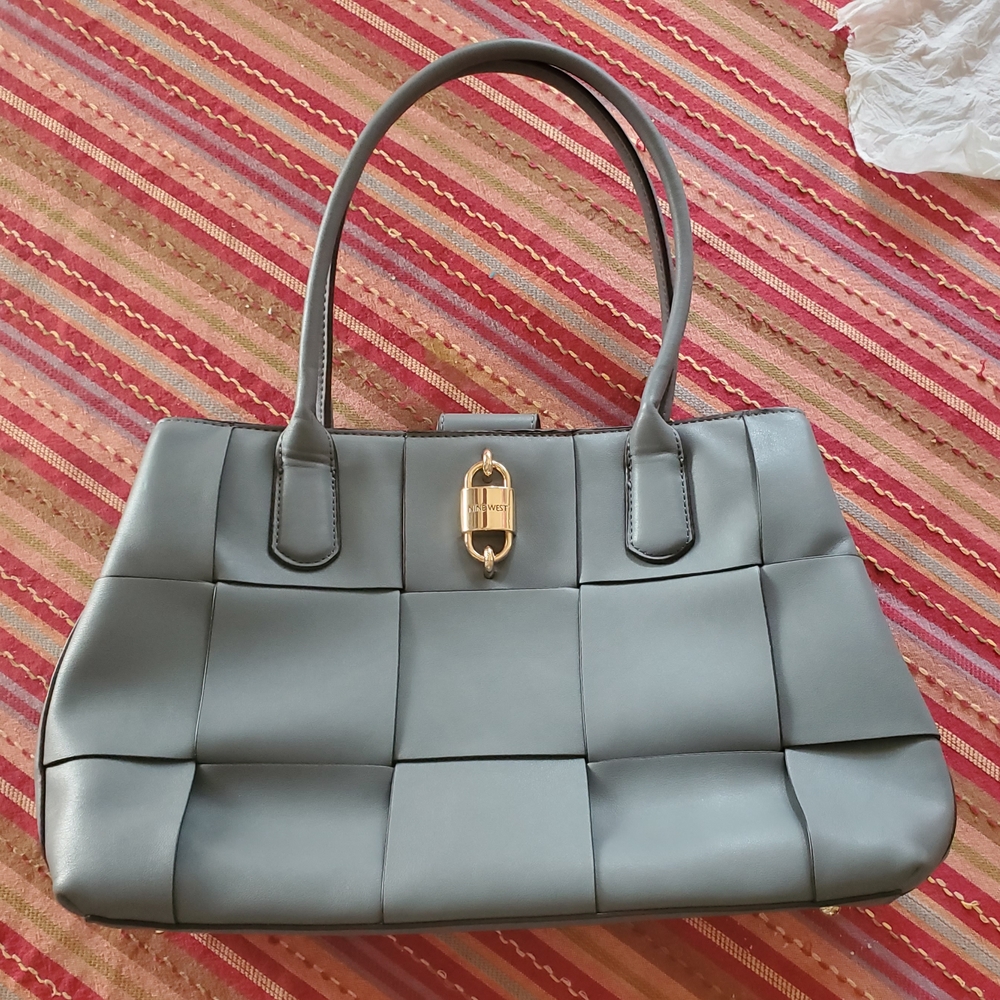 Nine West Gray Shoulder Bag with Gold-Tone Hardware New